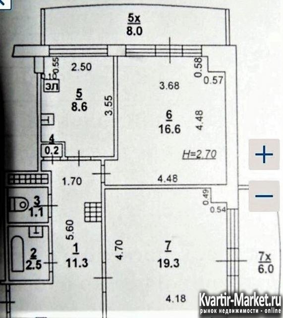 Продам 2-к. квартиру, 19/24, S=66кв.м